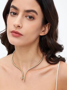Gold Snake Choker Necklace | Serpent Collar Statement Necklace Minimalist Luxury